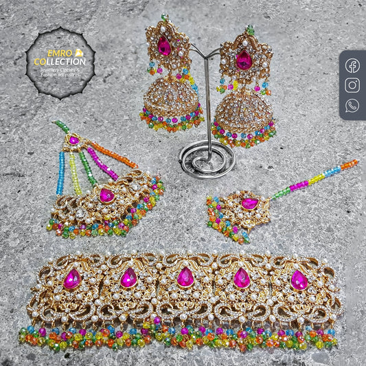 Mehndi Jewelry - Multi Colored choker - Pakistani Jewelry