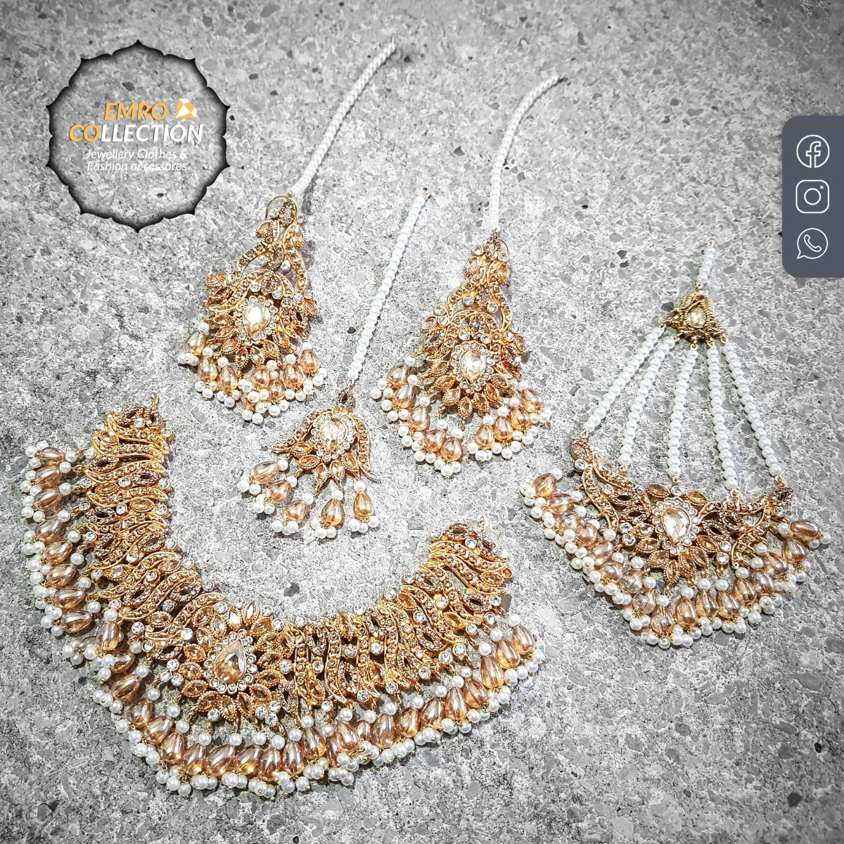 champagne pakistani necklace - pakistani jewelry