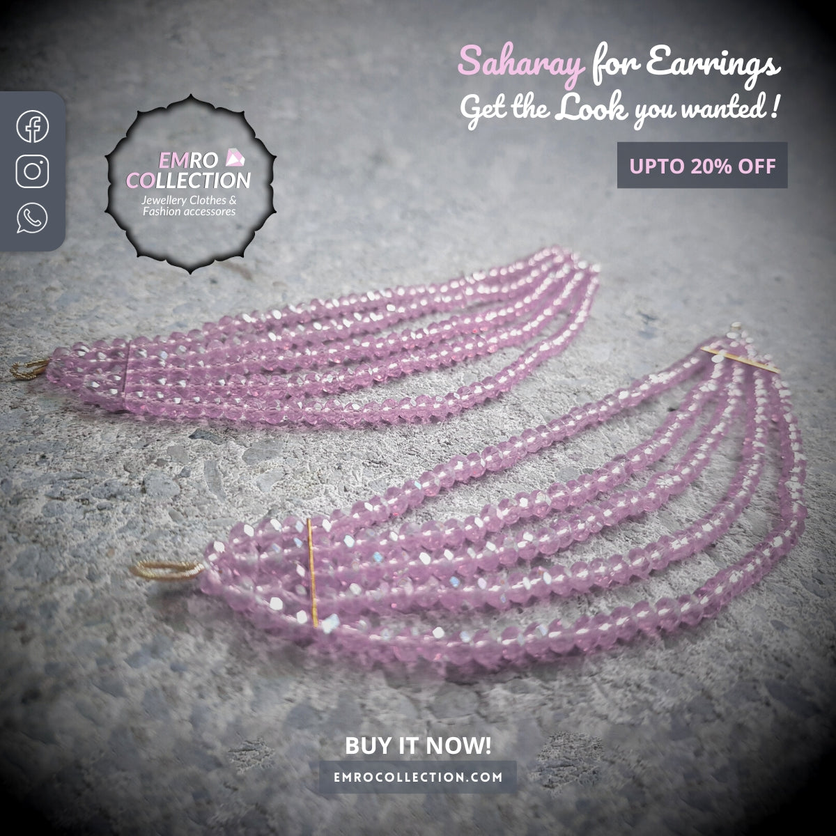 pink saharay earrings chain