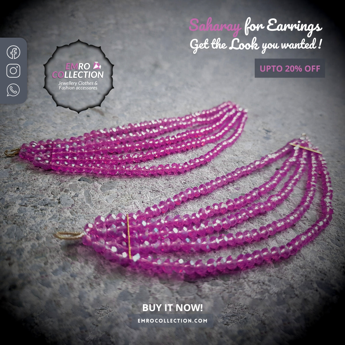 pink saharay earrings chain