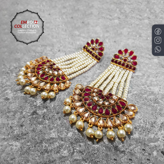 Long Maroon Earrings - Indian jewelry