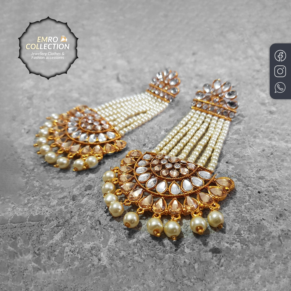 golden long earrings - indian earrings - indian jewelry