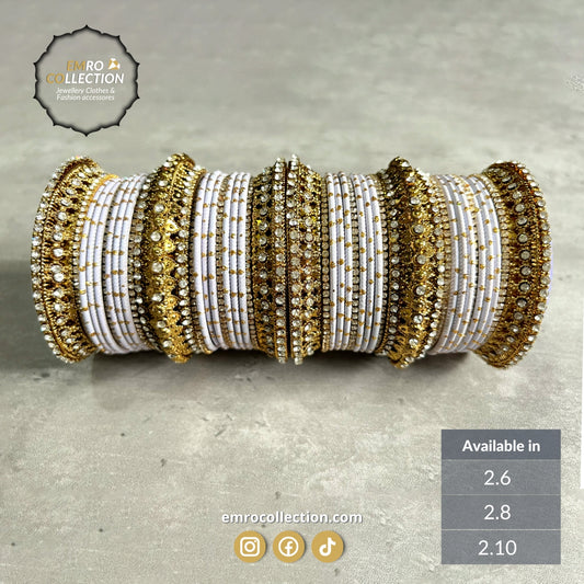 Gold and white bangles, Gold & White Bridal Bangles