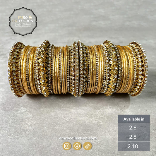 Golden bangles, Gold and white Bridal Bangles, Bridal choora