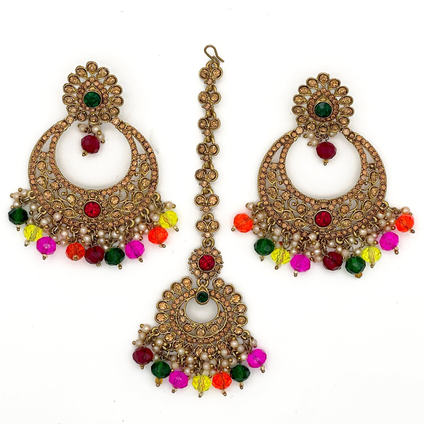 mehndi earrings &amp; mang tikka set