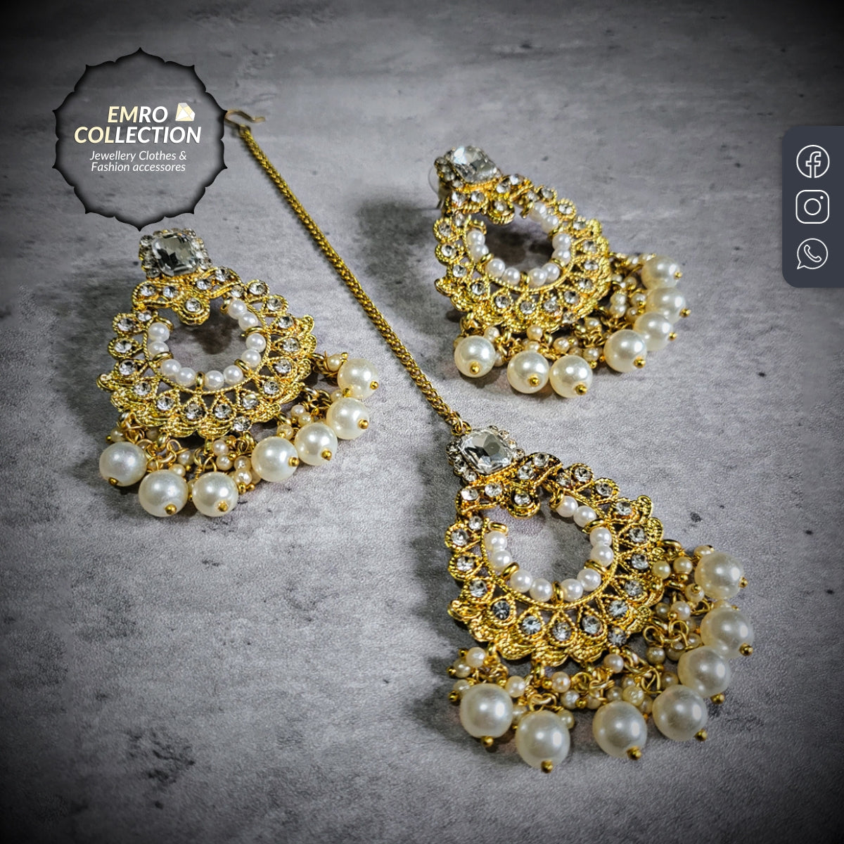 pearls earrings tikka set