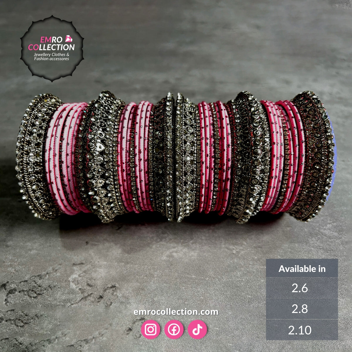 Elegant silver and pink bridal bangles set with intricate design, perfect Indian wedding choora for brides and parties