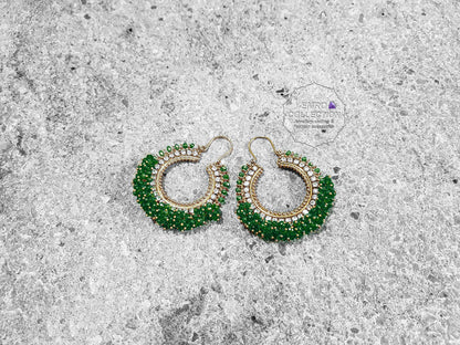 Green earrings, hoop earrings, Pakistani earrings, High quality Pakistani jewellery. suitable for weddings and parties