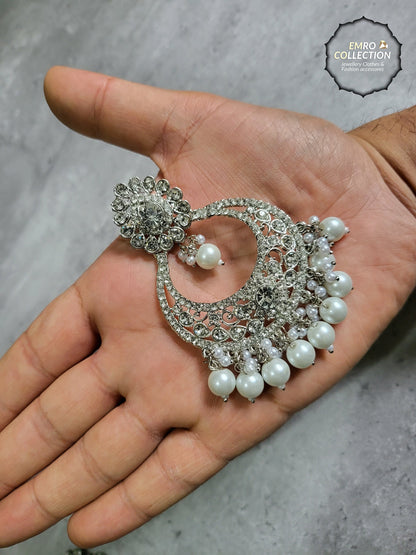 Silver Earrings and Mang Tikka Set 